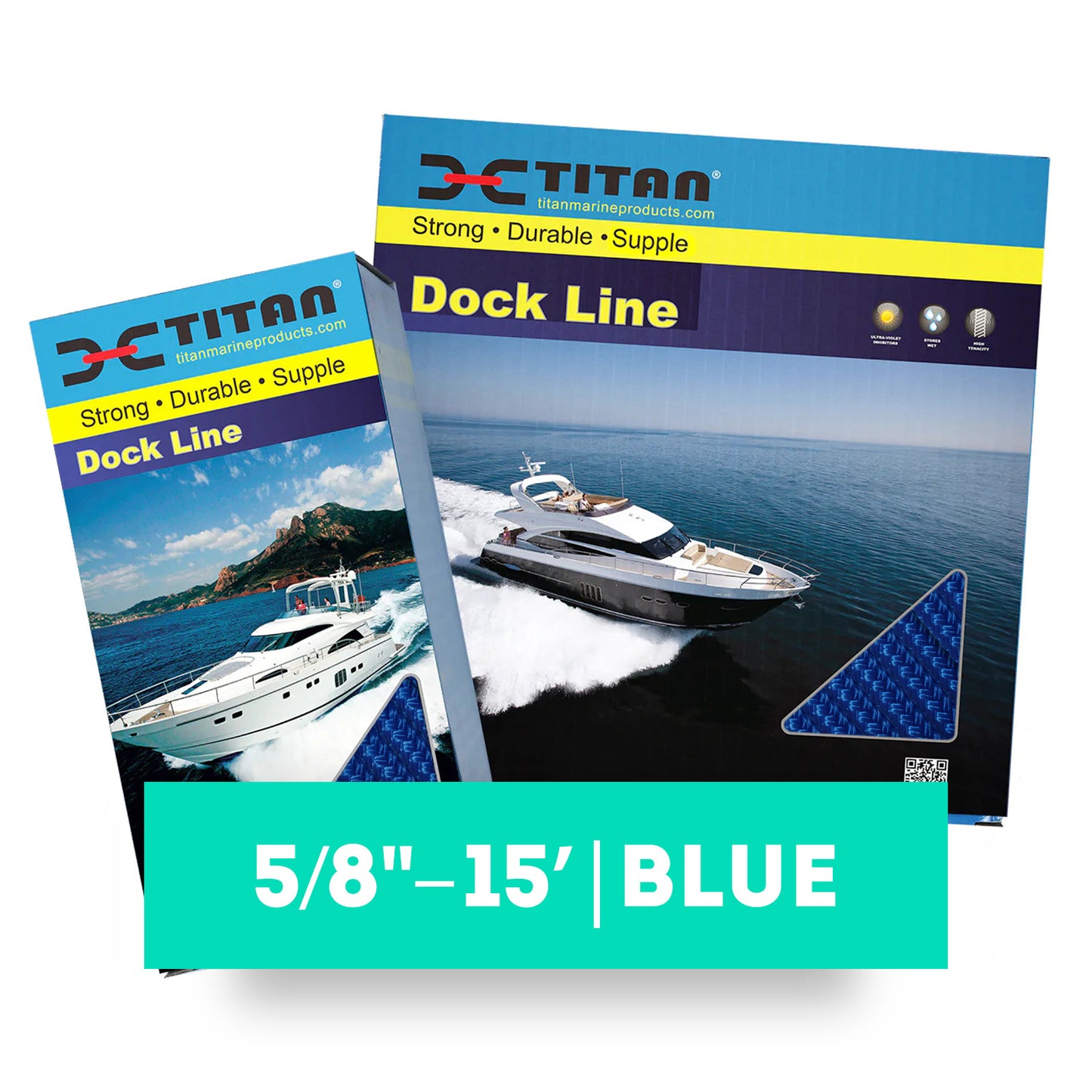 Titan 5/8in-15ft Double Braid Nylon Dock Line - Blue