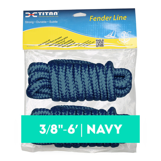 Titan 3/8in-6ft 3-strand Fender Line - Navy, 2pcs