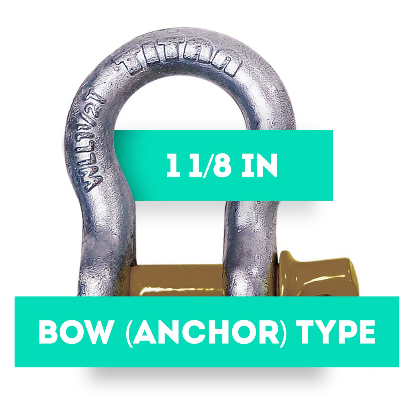 Titan 1 1/8in Screw Pin HDG Bow Type Shackle