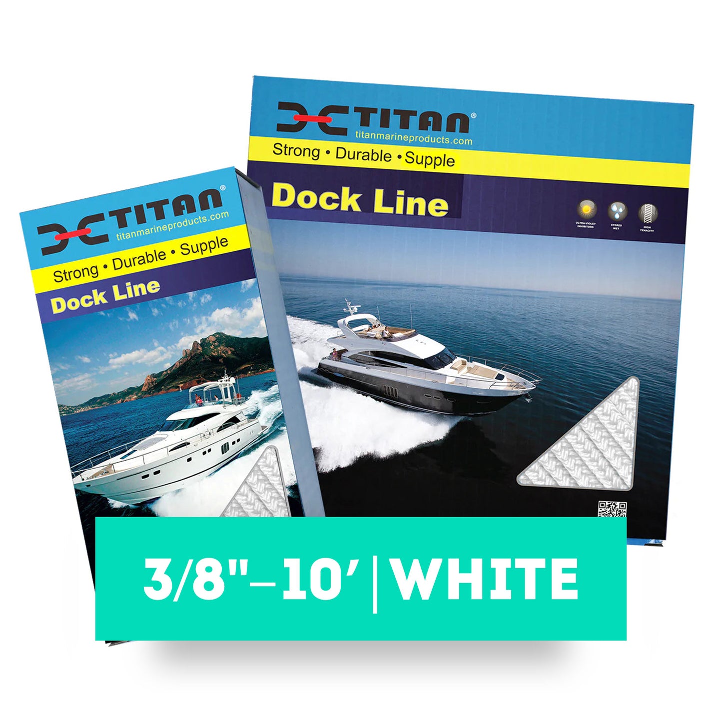 Titan 3/8in-10ft Double Braid Dock Line - White