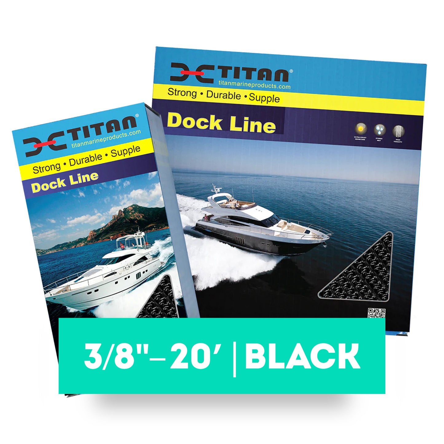 Titan 3/8in-20ft Double Braid Dock Line - Black