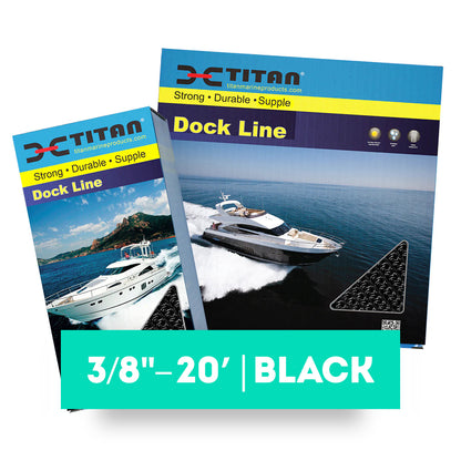 Titan 3/8in-20ft Double Braid Dock Line - Black