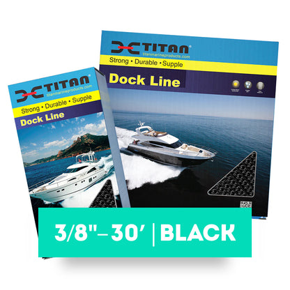 Titan 3/8in-30ft Double Braid Dock Line - Black