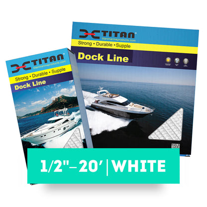 Titan 1/2in-20ft Double Braid Dock Line - White