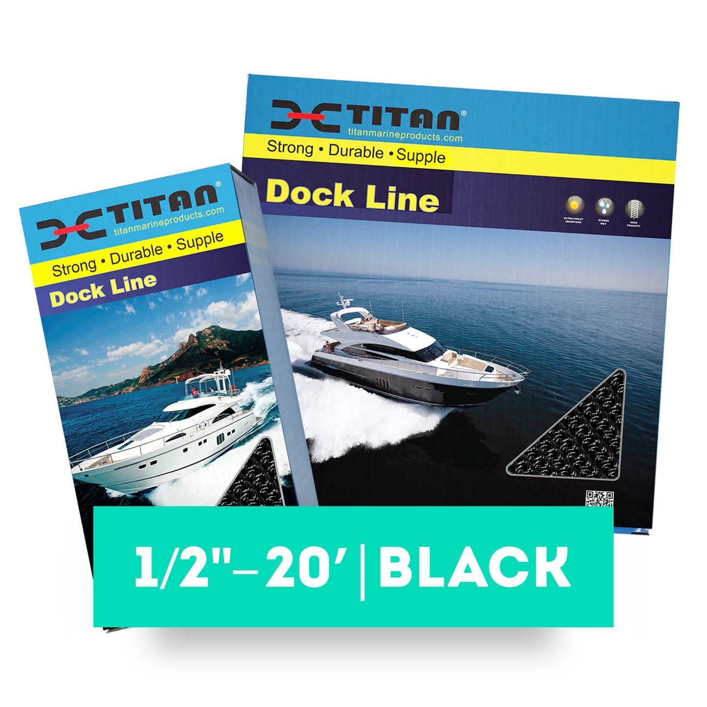 Titan 1/2in-20ft Double Braid Dock Line - Black