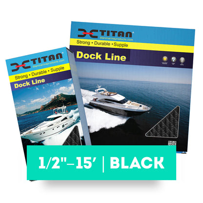 Titan 1/2in-15ft 3-strand Nylon Dock Line - Black