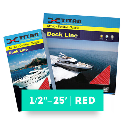 Titan 1/2in-25ft Double Braid Nylon Dock Line - Red
