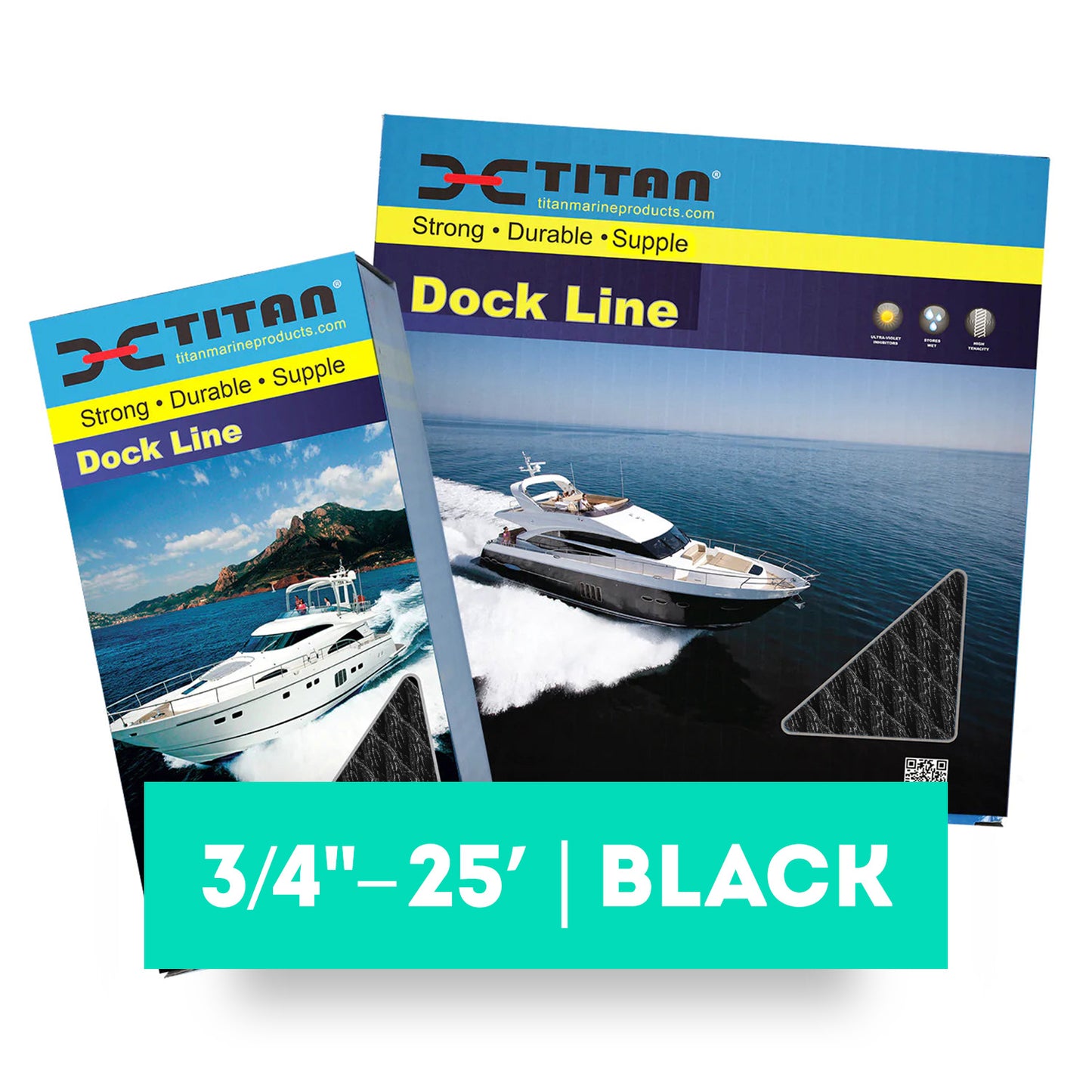 Titan 3/4in-25ft Double Braid Nylon Dock Line - Black