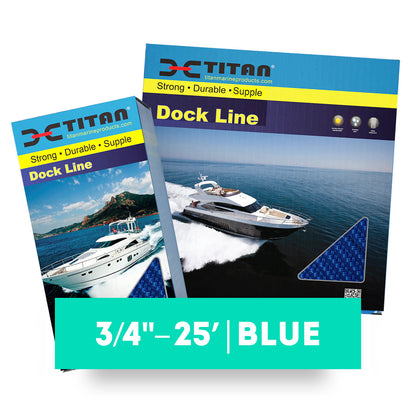 Titan 3/4in-25ft Double Braid Nylon Dock Line - Blue