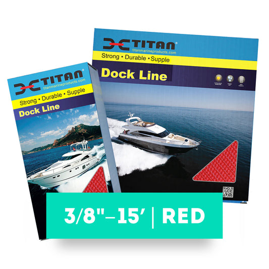 Titan 3/8in-15ft Double Braid Nylon Dock Line - Red