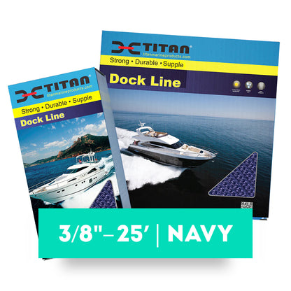 Titan 3/8in-25ft Double Braid Dock Line - Navy