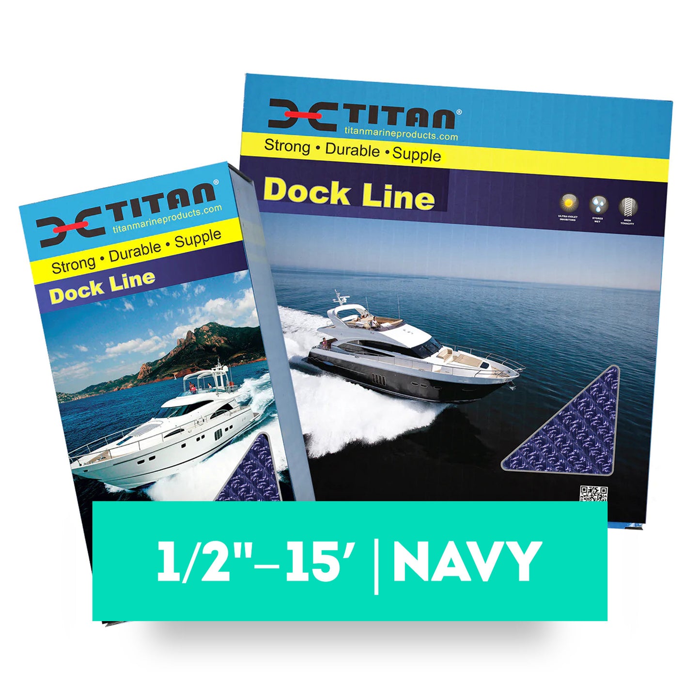 Titan 1/2in-15ft Double Braid Dock Line - Navy