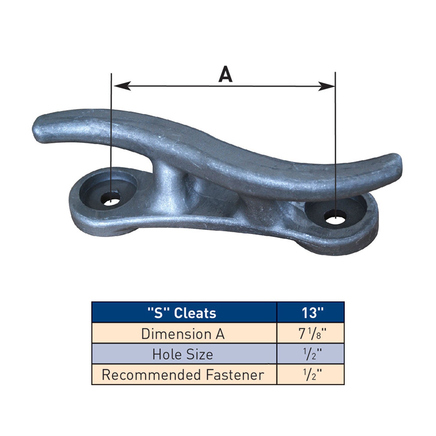 DockEdge+ Dock Cleat "S" 13", Aluminum Matte